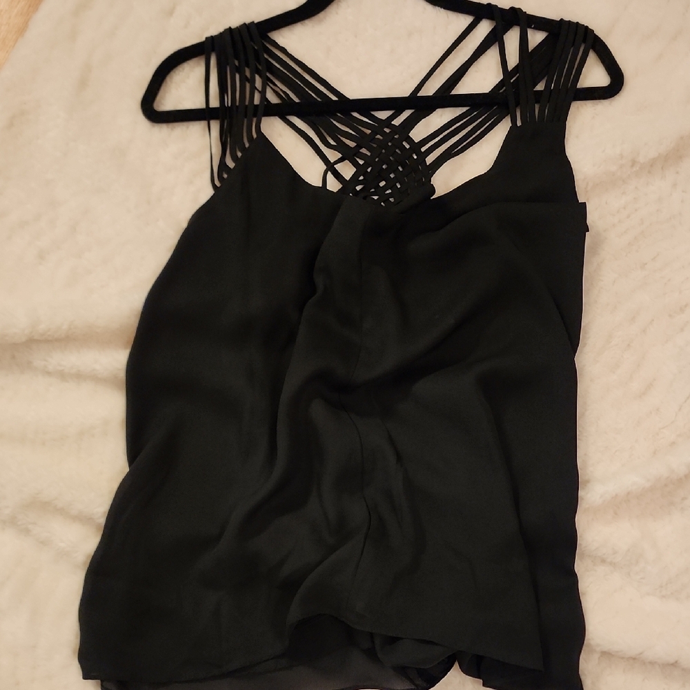 ODDY Black Asymmetrical Backless Camisole